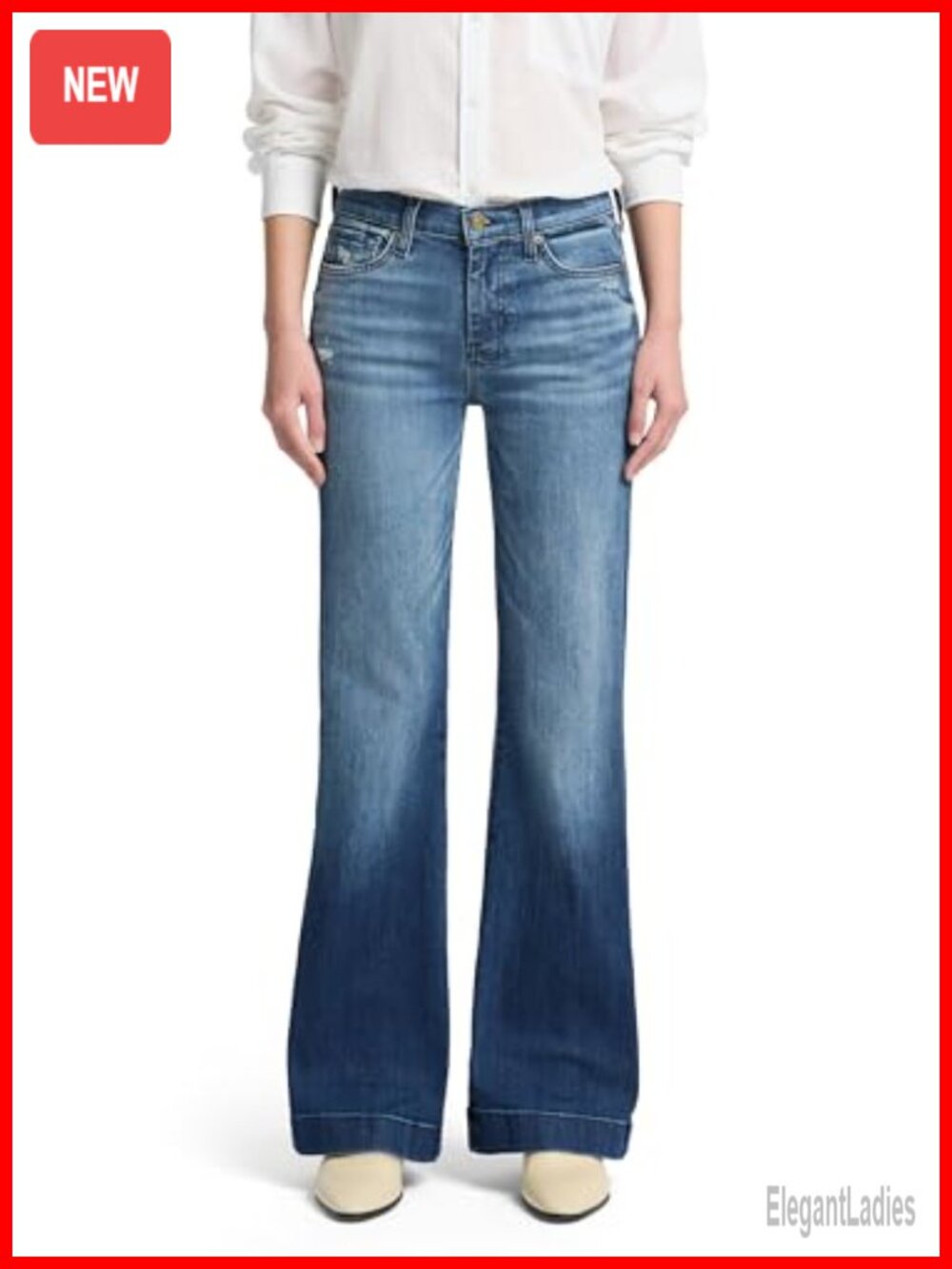Petite Tailorless Flare Leg Trouser Jeans Stretch Denim Casual
